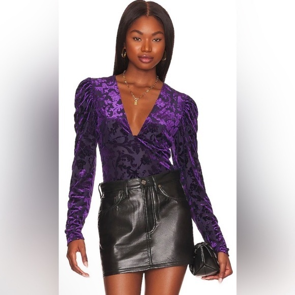 Free People Magic Hour Bodysuit Large Purple NWT MSRP $98 - Picture 2 of 6